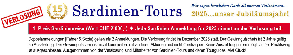 Sardinien-Tours.ch, Verlosung 2025 Sardinien-Tours.ch, Verlosung 2025